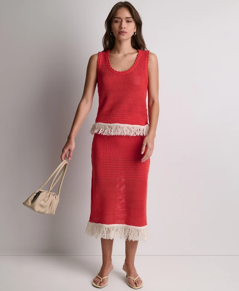 Bcbg Women's Fringe Pointelle A-Line Midi Skirt