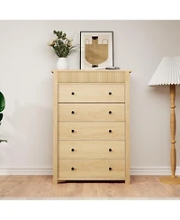 gaomon 5-Drawer Dresser for Bedroom, Wooden Chest of Drawers with Fluted Storage for Entryway and Hallway