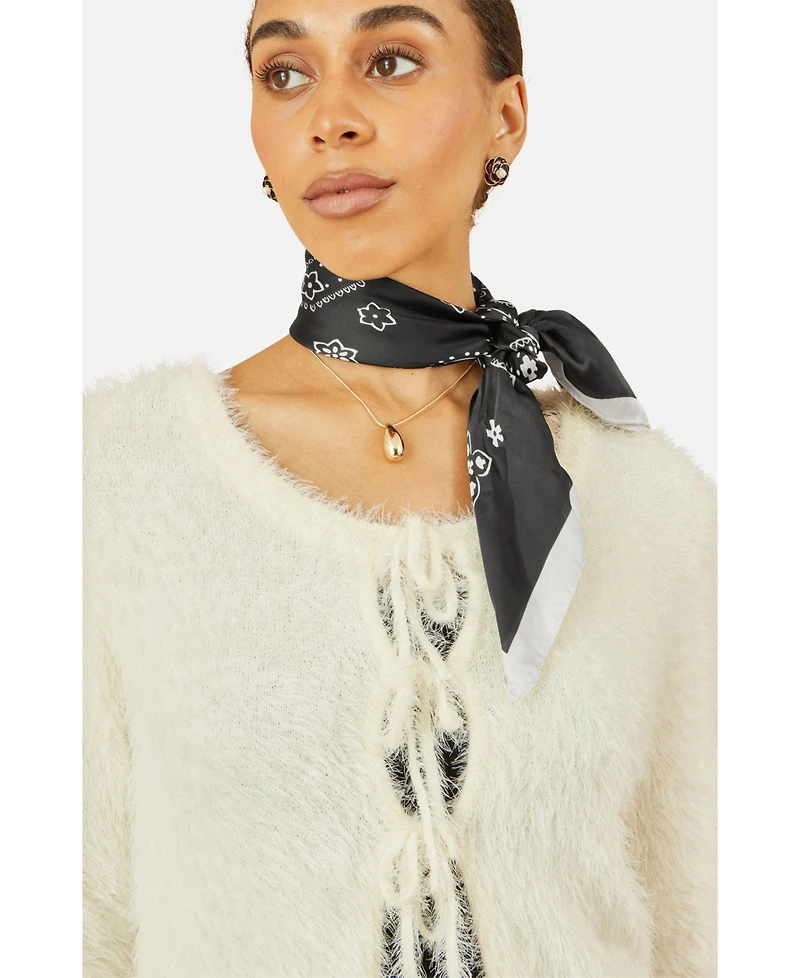 Yumi Women's Eyelash Fluffy Tie Front Bolero