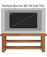 Tribesigns Solid Wood Tv Stand for 55/60/65/75 Inch TVs, 63" Farmhouse Media Console with 2-Tier Open Storage Shelves, Entertainment Center