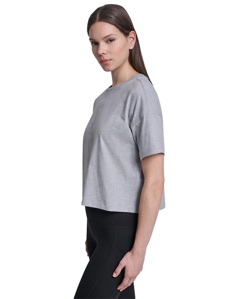 Dkny Sport Women's Metallic Bubble Logo Drop Shoulder Pull-On T-Shirt