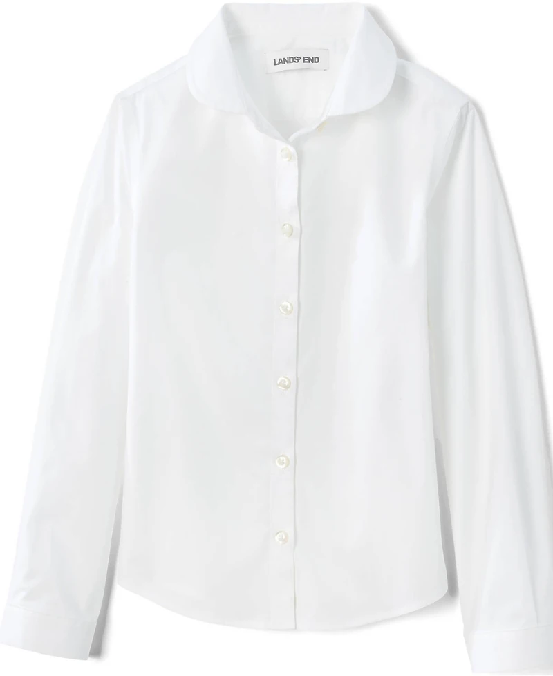 Lands' End Big Girls Long Sleeve Peter Pan Collar Broadcloth Shirt