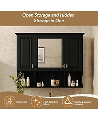 Phying Wall Mounted Bathroom Mirror Medicine Cabinet Modern with Open Shelves Home Organizer