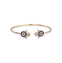 Bling Jewelry Hand Of God Hamsa Evil Eye Bangle Cuff Bracelet Cubic Zirconia Cz