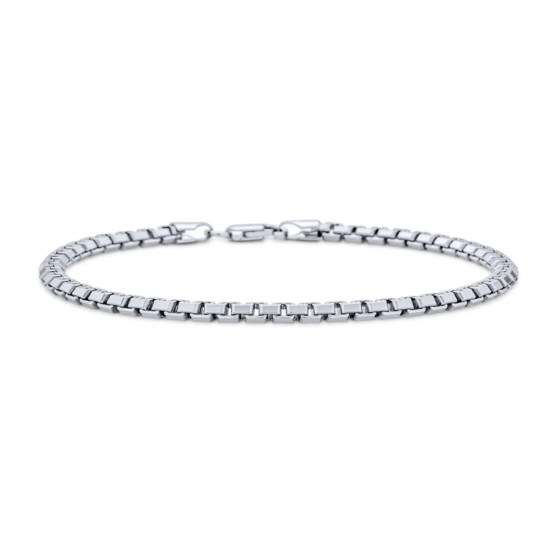 Bling Jewelry Solid Heavy Strong Thick Franco Square Link Chain Bracelet 220 Gauge Rhodium .925 Sterling Silver
