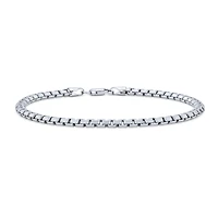 Bling Jewelry Solid Heavy Strong Thick Franco Square Link Chain Bracelet 220 Gauge Rhodium .925 Sterling Silver