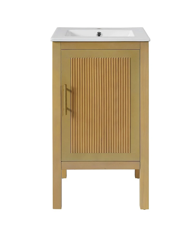 Sillysis 18 Inch Bathroom Vanity with Sink, Solid Wood Mdf Cabinet, Adjustable Shelf, Soft Close Door for Small Spaces