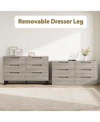 homfan 47.2" Wide 6-Drawer Dresser, Freestanding Vertical Wooden Storage Cabinet for Bedroom, Hallway and Entryway