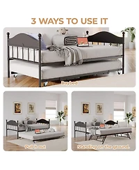 homfan Metal Daybed with Headboard