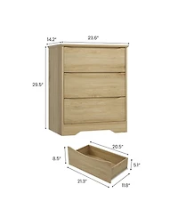 homfan Modern Tall 3-Drawer Wooden Dresser, Versatile Storage Cabinet with Deep Drawers and Wide Top for Home Use
