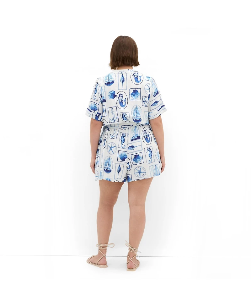 City Chic Women's Elise Amalfi Print Playsuit