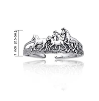 Bling Jewelry Equestrian Statement Wild Western Running Horses Cuff Bracelet Solid
