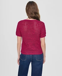 Dkny Jeans Women's Short-Sleeve Crewneck Cardigan