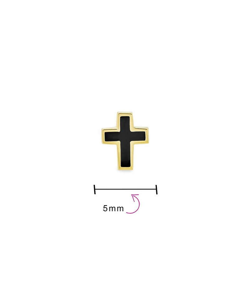 Bling Jewelry Tiny Minimalist 3D Cross Cartilage Ear Stud Earrings