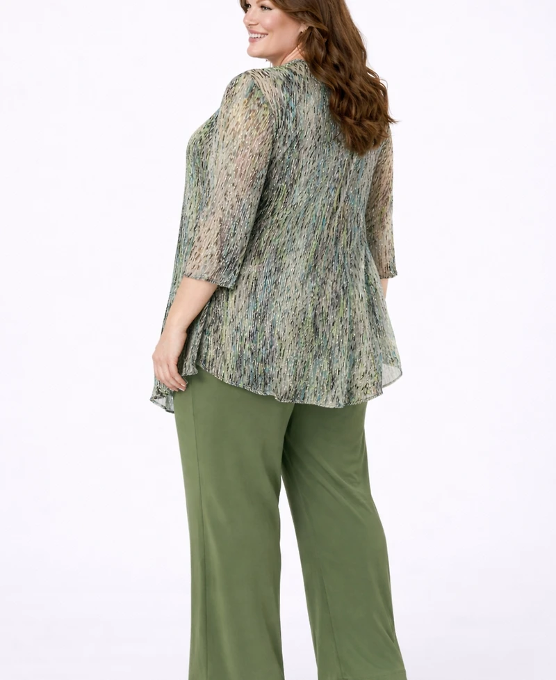 R & M Richards Plus Tank Top, Jacket, and Pants, 3-Piece Set