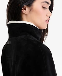 Calvin Klein Women's Petite Suede Zip-Up Jacket, Created for Macy's