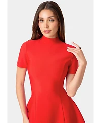 Bebe Women's Fit and Flare Short Sleeve Bandage Dress