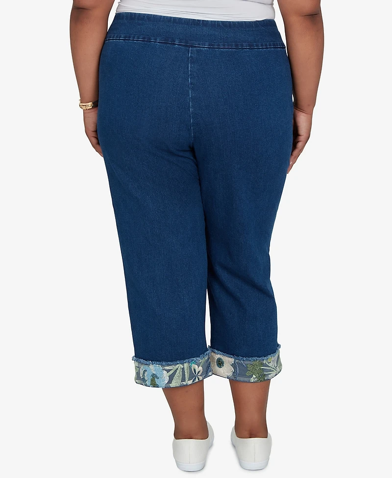 Alfred Dunner Plus Indigo Girls Sequin Embellished Ankle Jeans