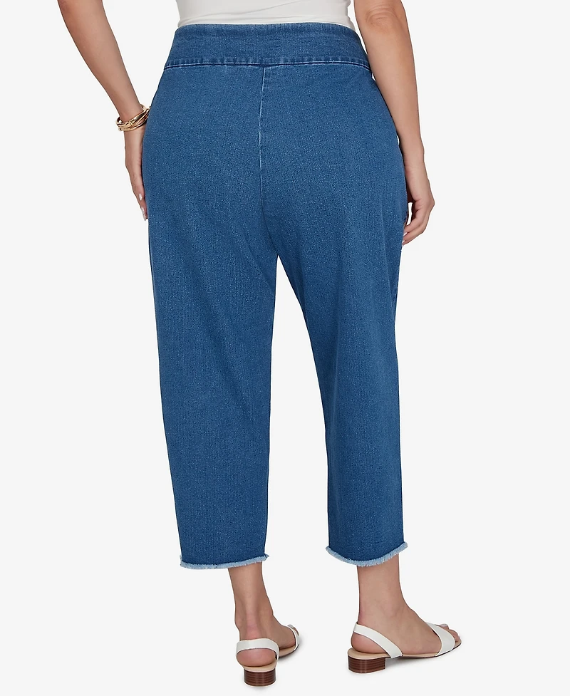 Alfred Dunner Plus Camden Market Floral Crochet Applique Ankle Jeans