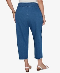 Alfred Dunner Plus Camden Market Floral Crochet Applique Ankle Jeans