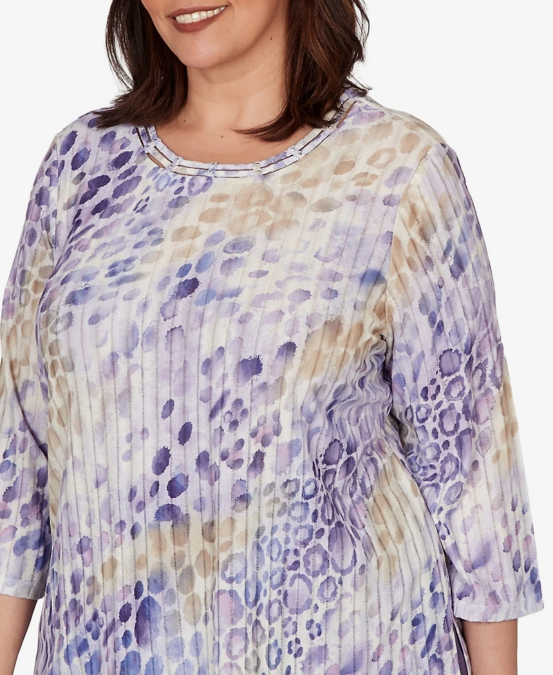 Alfred Dunner Plus Grand Bazaar Animal Print Ribbed Knit Top