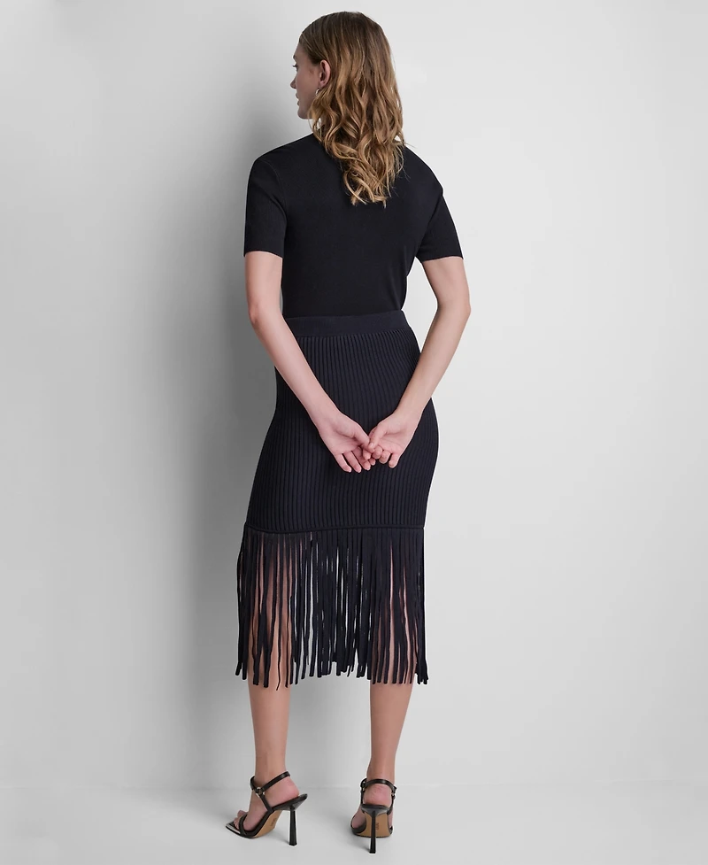 Dkny Women's Cotton-Blend Fringe Sweater Skirt