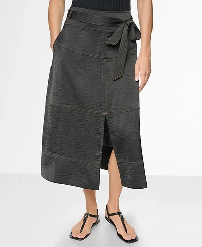 Dkny Women's Tie-Waist Contrast Stitch Skirt