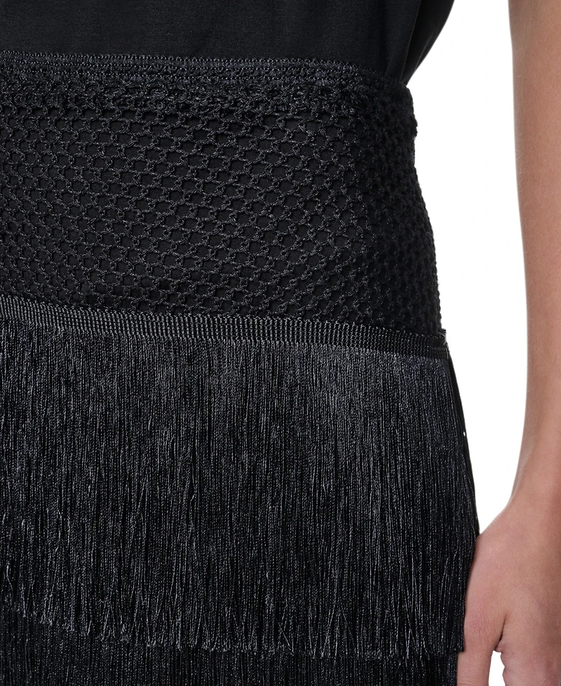 Dkny Women's Crochet Waist Fringe Skirt