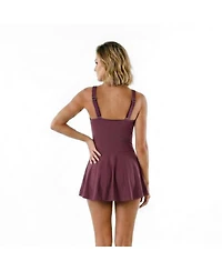 Calypsa Women's Hayley Tankini-Style Swim Dress With Adjustable Straps and Hidden Bikini Bottoms