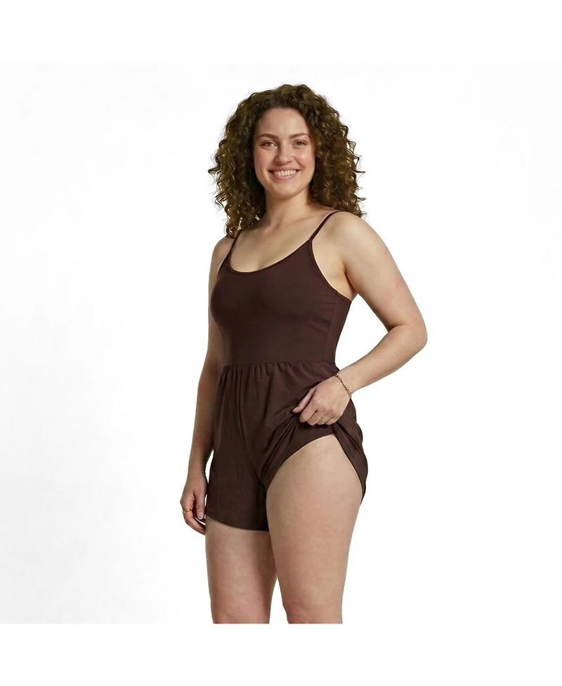 Calypsa Women's Ivy Short Swim Romper With Built-In Bra and Hidden Shorts