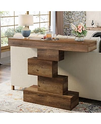 Tribesigns Farmhouse Console Table, 42.5-Inch Narrow Wood Sofa Table Behind Couch, Industrial Entryway Accent Table
