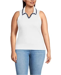 Lands' End Plus Sleeveless Micro Rib Polo