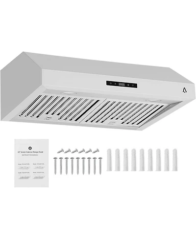 Xo 30 Inch Wall Mounted Range Hood, Ducted, Ductless Convertible Duct for Kitchen