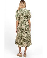 Pinkblush Maternity Olive Floral Collared Tiered Midi Dress