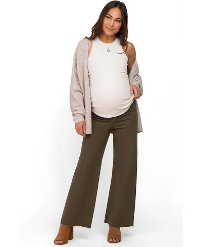 Pinkblush Maternity Olive Raw Hem Wide Leg Jeans
