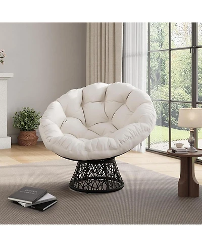 Xo Ergonomic 37" Wicker Papasan Chair with 360degree(s) Swivel Base for Home
