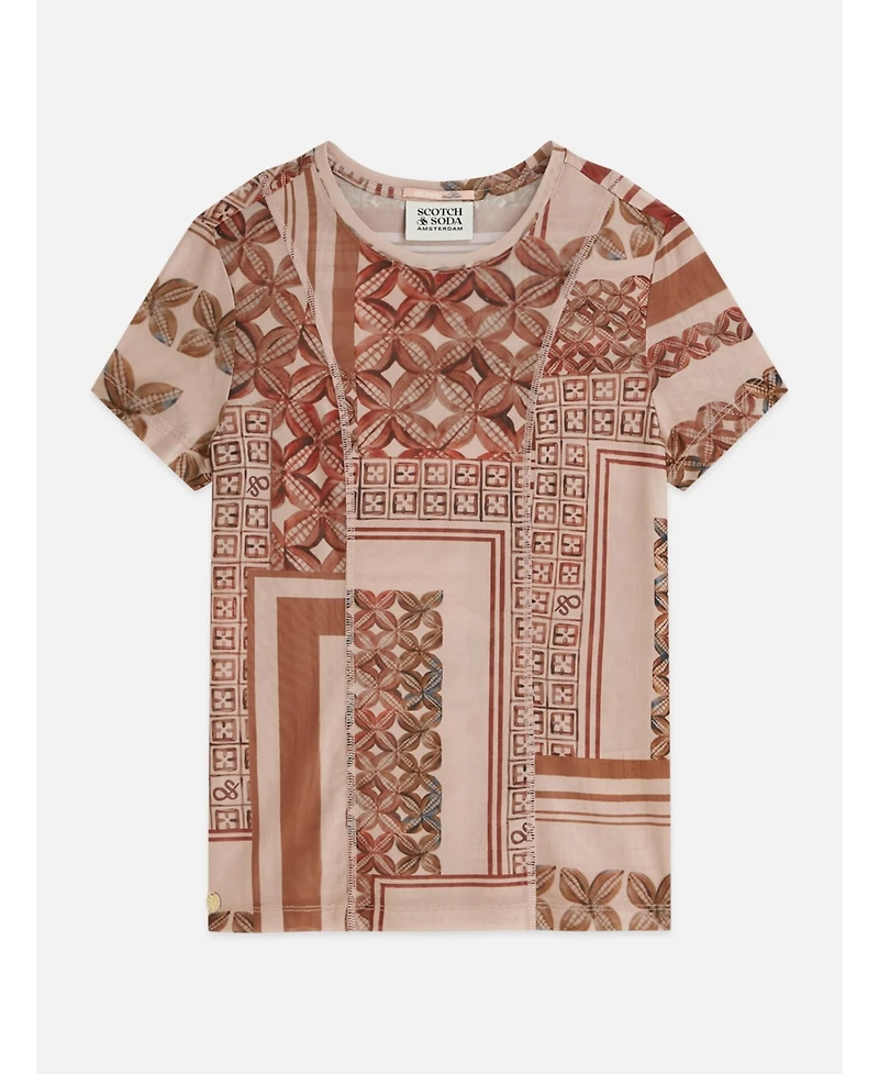 Scotch & Soda Women's Printed Mesh Slim-Fit T-Shirt