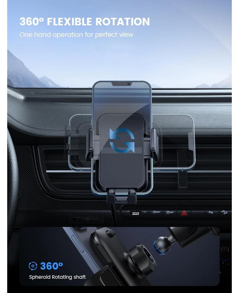 Lamicall Car Air Vent Phone Holder with 4-Lock Stability and Thick Case Friendly Design