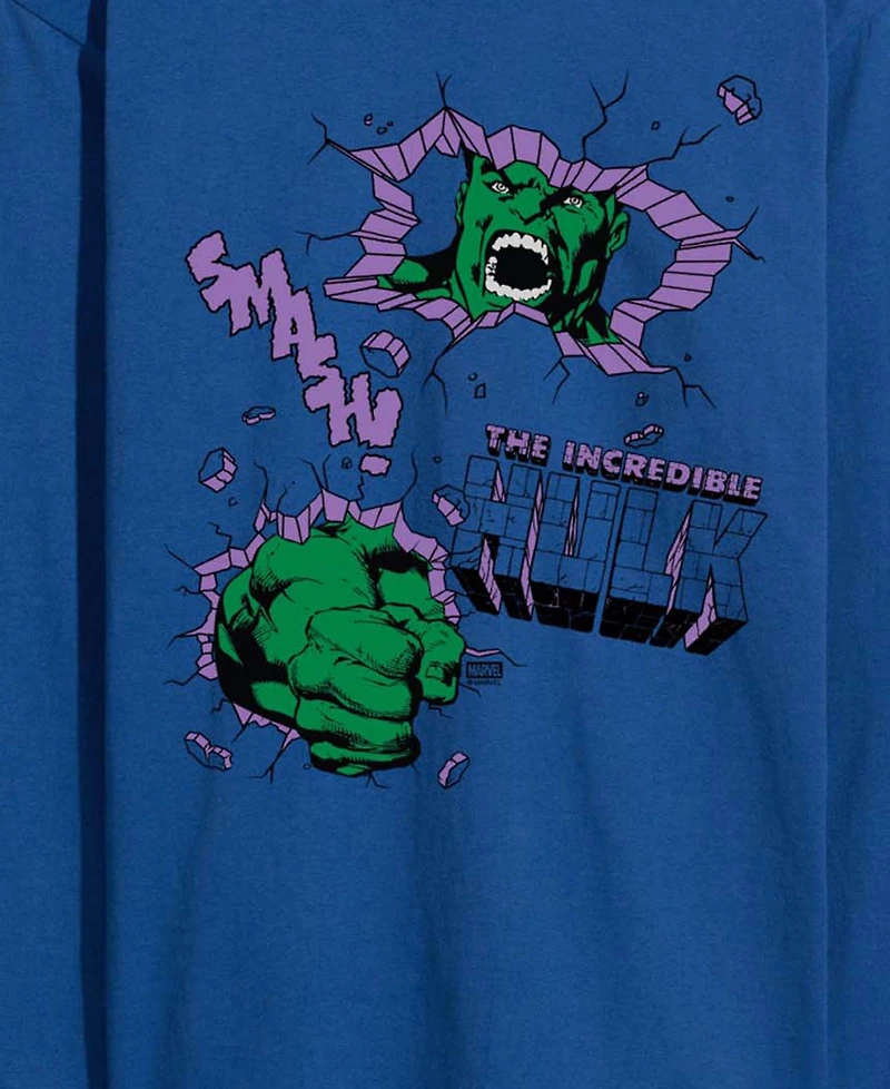 Airwaves Men's The Hulk Punch Wall Long-Sleeve Graphic T-Shirt