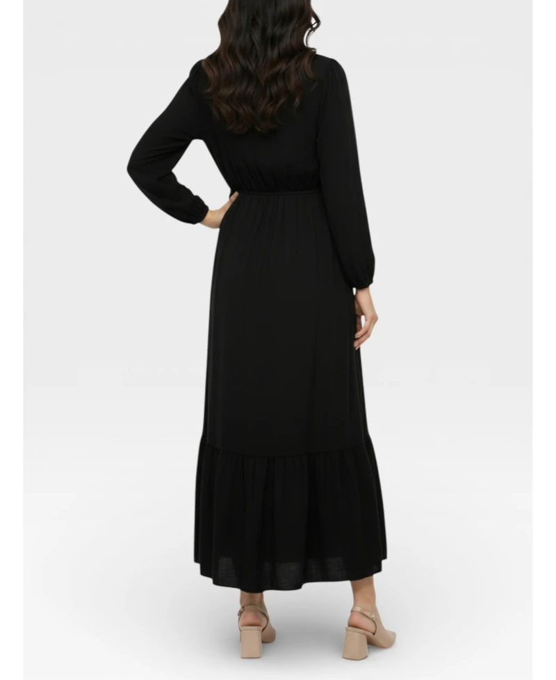 Motherhood Maternity Puff Sleeve Ruffle Midi Dress
