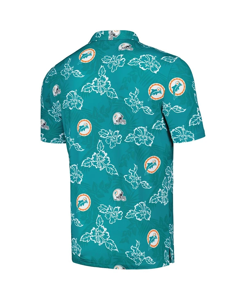 Reyn Spooner Men's Aqua Miami Dolphins Throwback Pua Performance Polo Shirt