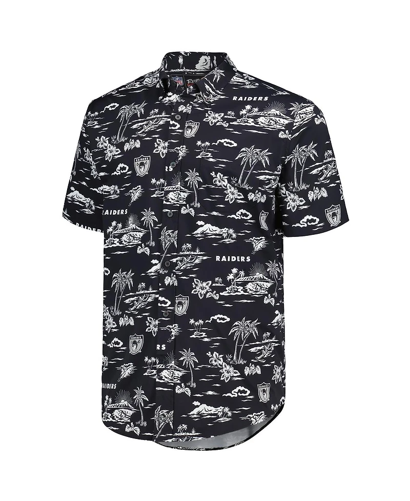 Reyn Spooner Men's Black Las Vegas Raiders Throwback Kekai Print Button-Up Shirt