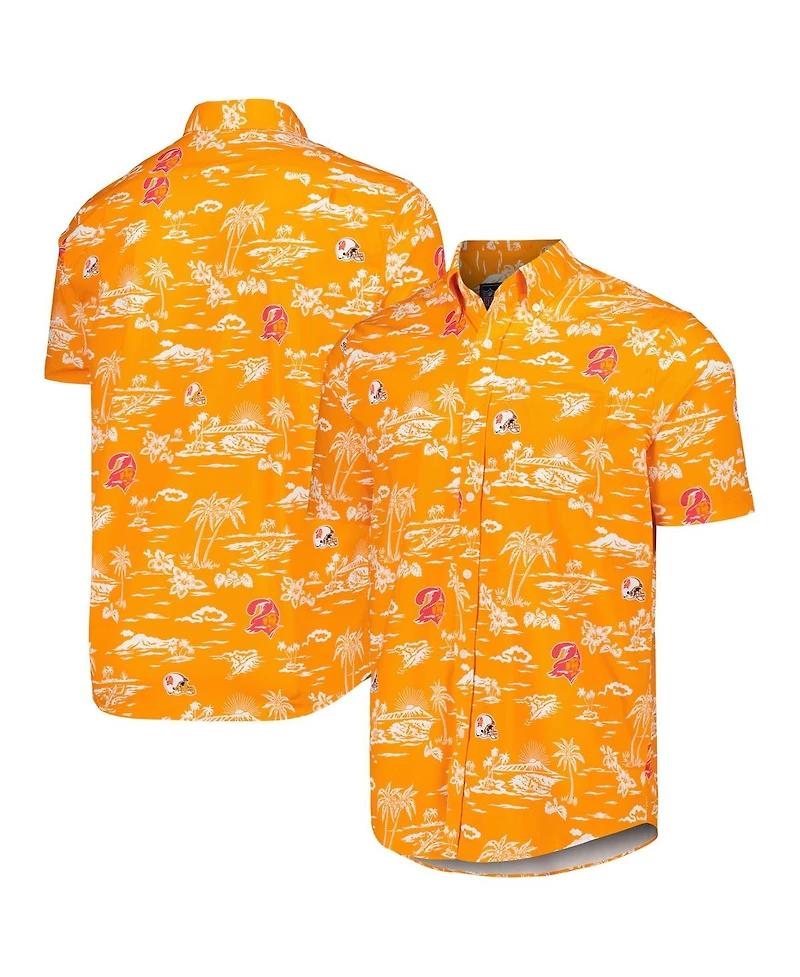 Reyn Spooner Men's Orange Tampa Bay Buccaneers Throwback Kekai Print Button-Up Shirt