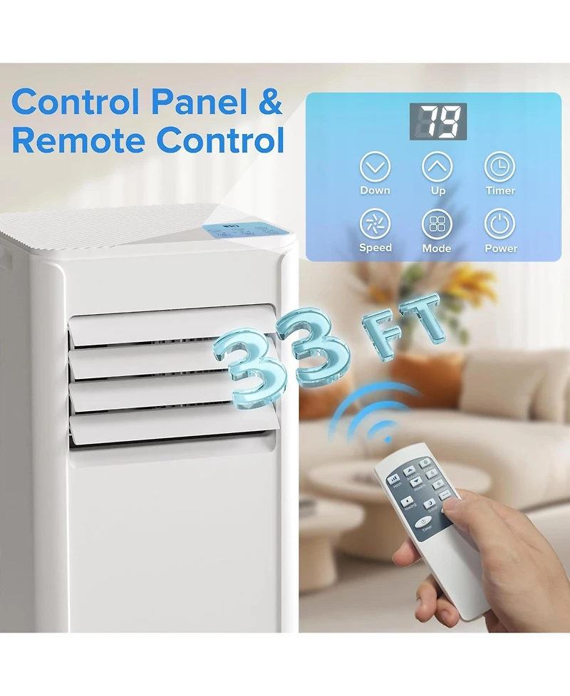 Cowsar 10,000 Btu Portable Ac, Cools 450 Sq. Ft, 4-in-1 Unit with Sleep Mode and Timer