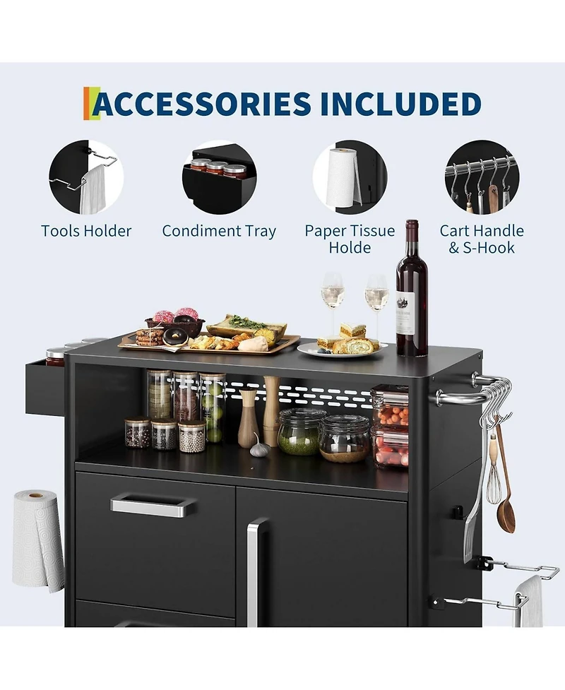 Xo Outdoor Stainless Steel Kitchen Cart with Storage Cabinet for Bbq Backyard Patio