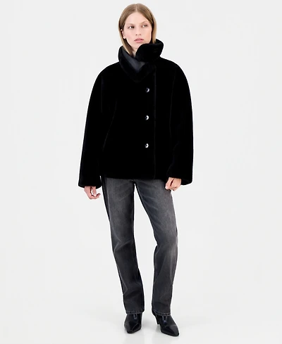 Calvin Klein Women's Funnel-Neck Teddy Jacket, Created for Macy's