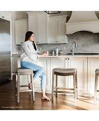 Maven Lane 31" Adrien Saddle Bar Stool Finish with Faux Leather