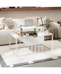 Gymax Lift-Top Coffee Table With Hidden Storage and Heavy-Duty Metal Frame for Living Room
