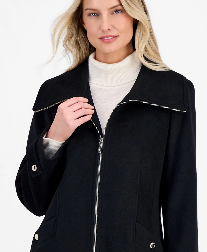Michael Kors Women's Collared Zip-Front Coat