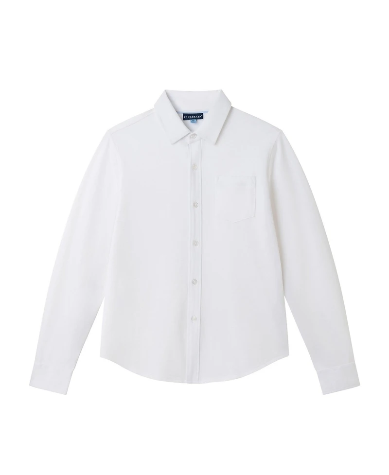 Andy and Evan Little Boys White Knit-Tech Shirt